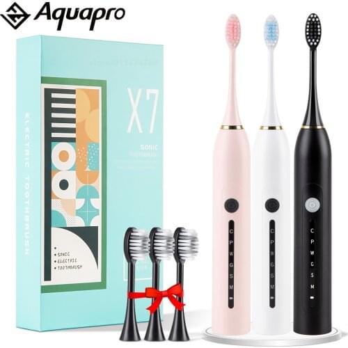 Sonic Electric Toothbrush USB Charger Rechargeable Ultrasonic Tooth Brush IPX7 Waterproof 6 Modes 4 Replacement Brush Heads Set