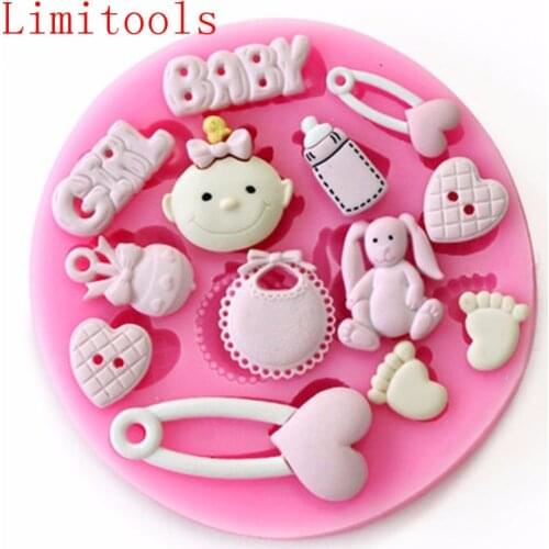3D Silicone Baby Shower Party Fondant Mold For Cake Decorating silicone mold Fondant Cake sugar craft Moulds Tools