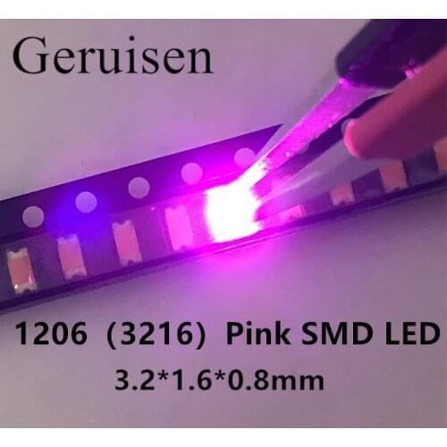 SMD SMT 1206 Pink Super bright LED lamp light High quality New 1206 SMD LED 3216 PINK 1206 DIODES 3.2*1.6*0.8MM 3000PCS