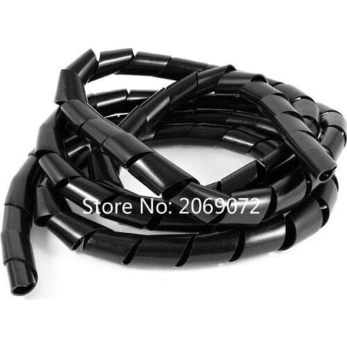 20mm 6.6FT (2M) Black/White Spiral Cable Wire Wrap Tube Computer Manage Cord Clear Brand New