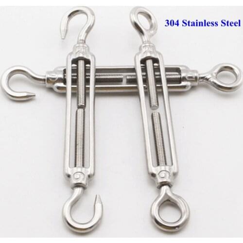 M5~M24 Turnbuckle 304 Stainless Steel Wire Rope Tension Device Shading Net Tarpaulin Installation DIY Tools Flange Bolt Hook