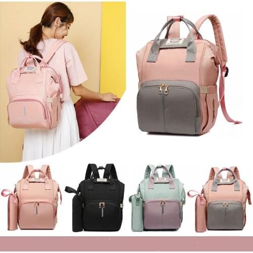 2021 New Mummy Bag Large Capacity Multi Function Diaper Backpack with Hooks Waterproof Mom Maternity Bag for Stroller