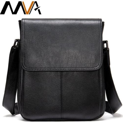 MVA Genuine Leather Bag For Man Messenger Fashion Stylish Casual Male Crossbody Shoulder Bag for 7.9" Ipad Large Capacity 9805