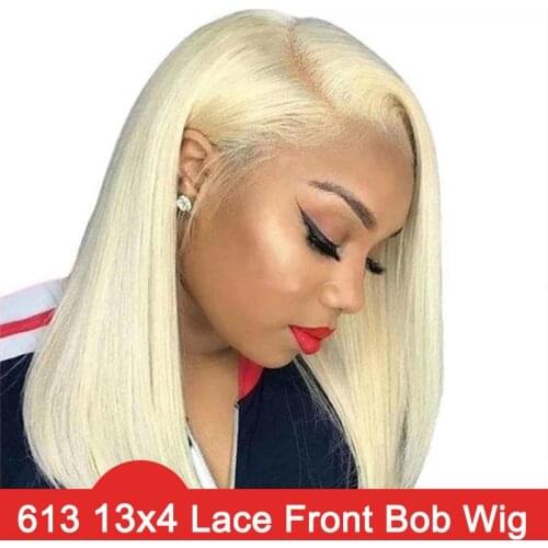Uneed 13x4 613 Blonde Short Bob Wigs Remy Brazilian Straight 1B 613 Lace Wig Ombre Lace Front Human Hair Wig For Women
