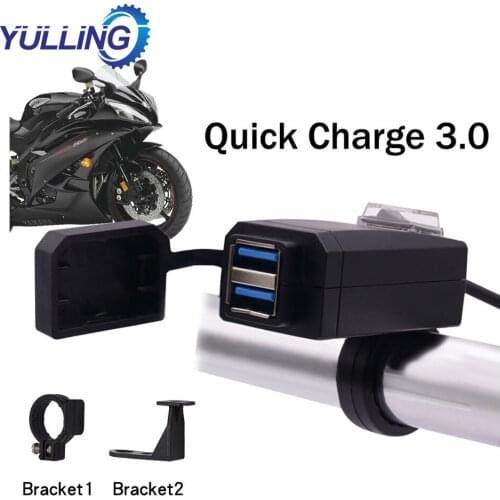 Universal QC3.0 USB Motorcycle Charger Waterproof Dual USB Quick Change 12V Power Supply Adapter for iphone Samsung Huawei