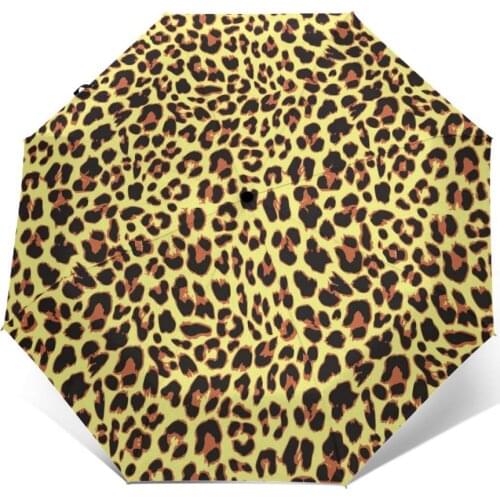 Wind Resistant Folding Automatic Umbrella Women Auto Leopard Pattern Windproof Umbrellas Rain For Men Parasol