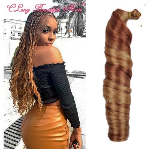CLong Yaki Pony Style Wavy Crochet Braid Spiral Loose shiny Silky Wave Hair French Curls Synthetic Curly Braiding Hair