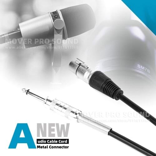 XLR Female To 6.3MM Jack Mono Mic Cord For SHURE MV7 MV 7 SM7B SM 7B Dynamic Microphone Cable Lead Audio Mixer PA AMP Speaker