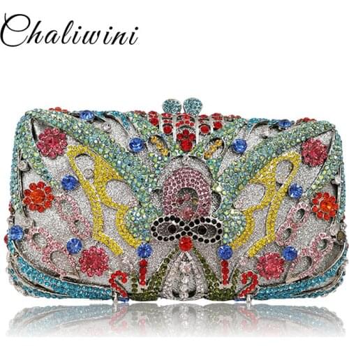 Blue cant Hollow Out All Crystal Women Clutch Evening Hanging Toiletry Bag With Quality Female Party wallet Ladie Wedding Purse