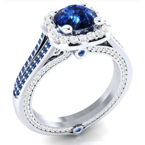 Drop Shipping Brand New Fashion Jewelry 925 Sterling Silver Fill Round Cut Three Color AAA CZ OL Wedding Band Ring for Women Set