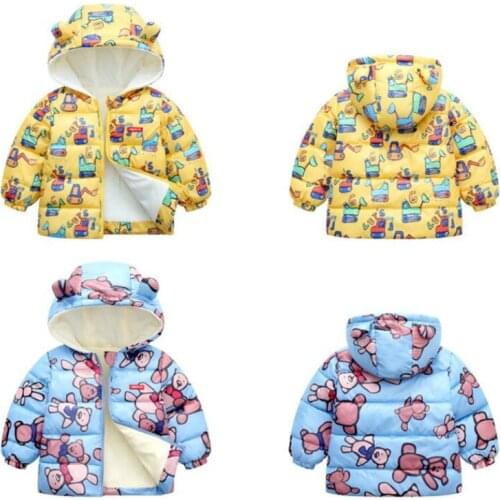 Winter Thicken Kids Jackets For Girls Coats Boys Jackets Plus Cashmere Jackets Toddler Hooded Outerwear Infant Children Clothes