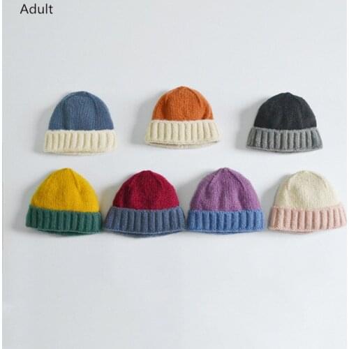 2019 Fashion Women Men Beanie Hat Unisex Winter Warm Adult Hat Patchwork Crochet Elasticity Wool Knit Hat Cap Skullcap Bonnet