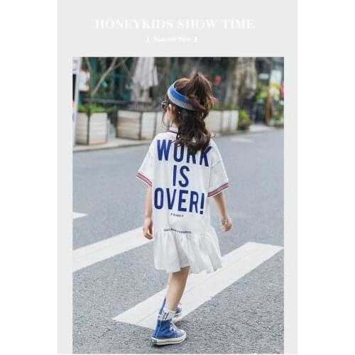 2021 Summer Children Dress Toddler Girls Cotton Euro-preppy Dresses POLO T shirt Dress Casual Clothes Boutique Kids CLothing