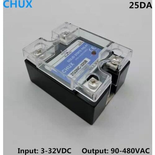 25A SSR relays DC To AC 3-32VDC 220v Single phase Solid State Relay SSR-25DA