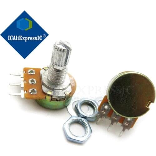 5pcs WH148 B1K B2K B5K B10K B20K B50K B100K B500K 3Pin 15mm Shaft Amplifier Dual Stereo Potentiometer 1K 2K 5K 10K 50K 100K 500K