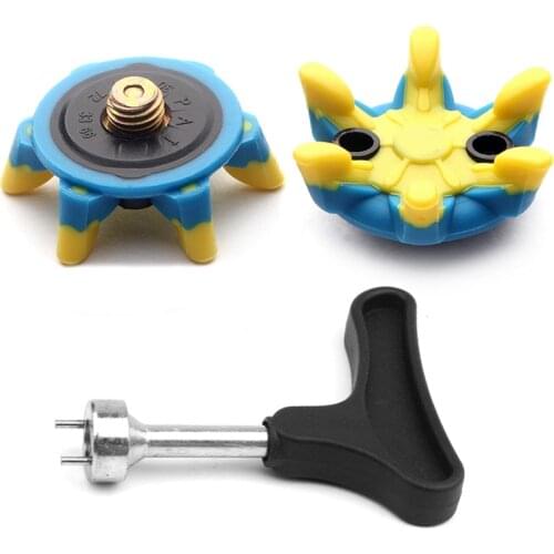 56 pcs pcs Yellow Blue Metal Thread Screw Golf Shoes Spikes Replacement with Wrench Easy Install