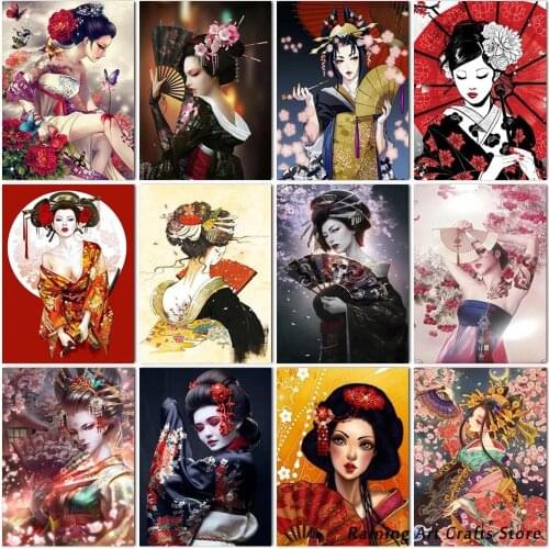 5D Diy Diamond Painting Kimono Woman Japanese Geisha Full Drill Embroidery Cross Stitch Mosaic Picture Home Decor Handmade Gifts