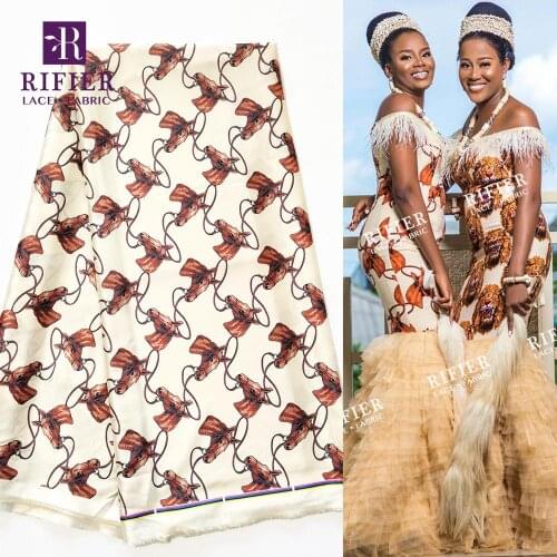 African Prints Silk Lace George Chiffon Fabrics Isiagu Ankara Traditional Wedding Bride And Bridegroom Dress DIY Fabric Material