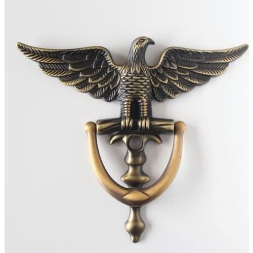 Antique European Door Knocker Zinc Alloy Eagle Head handle ring Green Bronze Home Decor gate Furniture Hardware