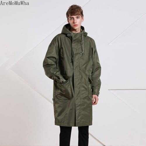 AreMoMuWha Men's Hooded Trench Coats