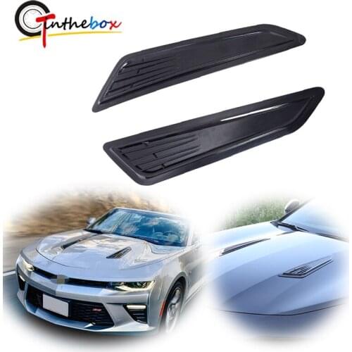 2PCS SS Style Decorative Front Black Bonnet Hood Vent Scoop Shade Covers For 2016-2018 Chevy Camaro LT 1LT 2LT Car Accessories