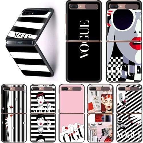 PC Case for Samsung Galaxy Z Flip Hard Plastic Phone Casing for Z Flip 5G Folding Splitting Cover Coque VOGUE Ladys Journey Bag