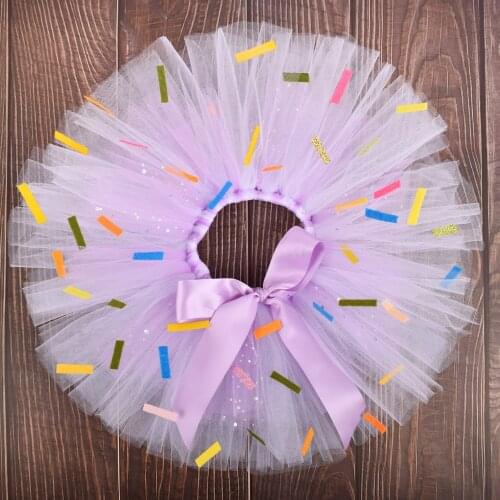 Baby Girl Lilac Candy Donut Tutu skirt Toddler Birthday Party Costume Kids Dance Skirt Infant Sparkle Skirt Newborn-5T 6T