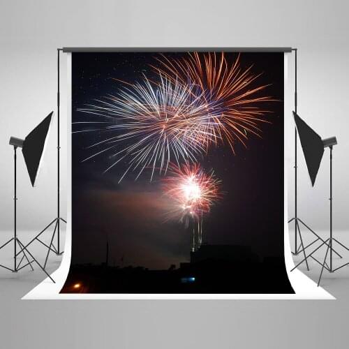 VinylBDS 200x300cm (6.5x10ft) Christmas Firecracker Photo Background New Year Fireworks Night Washable Photographic Background