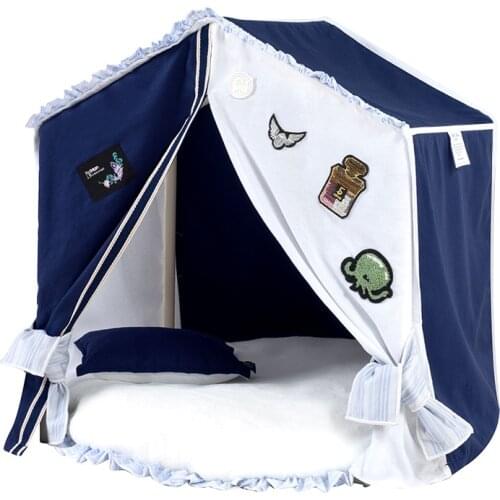 Pet Dog&Cat Cotton Tent Furniture House Blue Color,Soft Dog Bed Tent For Small Dogs To Medium Dog,Dog Cat Cotton House