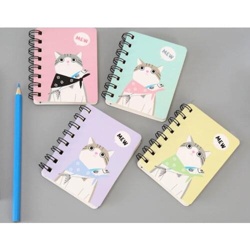 Kawaii Ring Notebook Cartoon Cat Cactus Pattern Notepad A7 Memo Pad for School Supplies Creative Booklets Office Stationery Gift