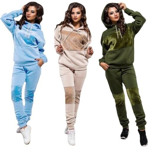 XUANSHOW Women 2 Piece Splice Tracksuit Sweatsuit Jogging Suit Street Long Sleeve Workout Running Jogging Sportswear Outfit Set