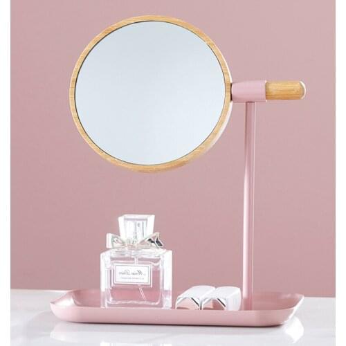 Multifunctional Cosmetic Storage Box With Mirror Rotatable Desktop Makeup Mirror Student Dormitory Vanity Mirror Rack