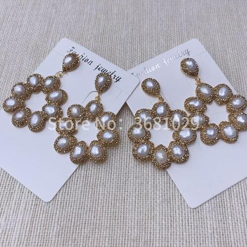 Fashionable miniature pearl circular character contracted eardrop temperament sweet earring female