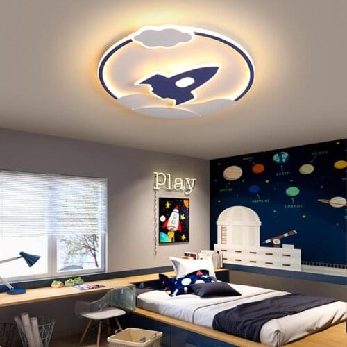 Cartoon Rocket Ceiling Lights Creative Personalized Boy kids Room Light Children Bedroom Modern Remote Control LED Ceiling Lamp