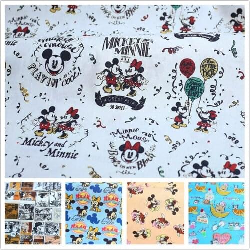 Disney Mickey Minnie Balloon Banana Drink 100% Cotton Fabric for Girl Clothes Hometextile Cushion Cover Needlework Face Mask DIY