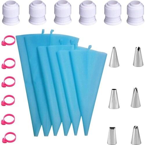 Stainless Steel Pastry Decorating Mouth+Reusable Pastry Bag Nozzle Set Kitchen DIY Cake Icing Piping Cream Cake Decorating Tools