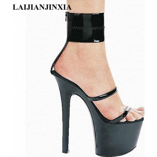 LAIJIANJINXIA New Classics Black 17 CM high heels Sandals professional joker lady shoes 7 cm Platform Dance Shoes G-069