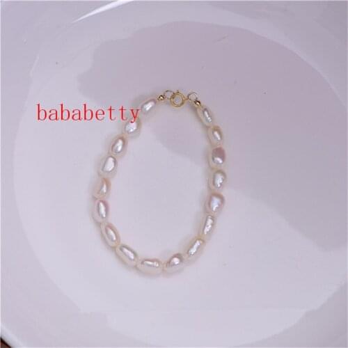 New Natural White Pearl 9-10MM Shaped Baroque Pearl Bracelet