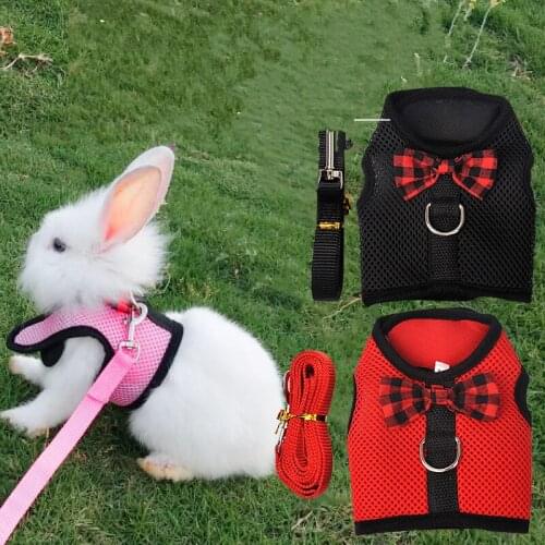New Small Animals Harness Leash Set for Hamster Rabbits Bunny Ferret Guinea Breathable Mesh Dog Harness Pets Vest Pet Supplies