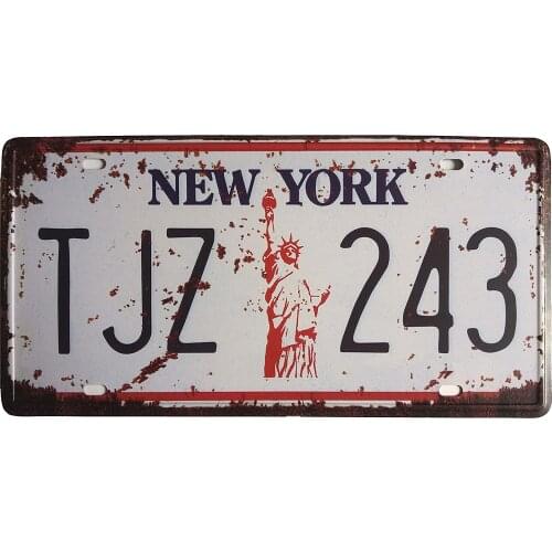 New York TJZ 243 Retro Vintage Auto License Plate Home Wall Decor Metal Tin Sign Plaque Embossed Tag Size 6 X 12