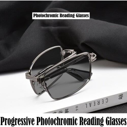 New Folding Photochromic Progressive Multifocal Reading Glasses Men Women Anti Blue Light Presbyopia Eyeglasses Diopter 1.5
