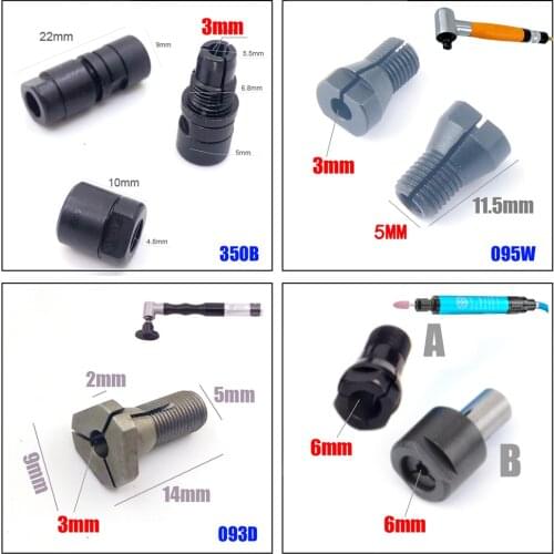 Pneumatic tools accessories Parts Micro Mini Air Angle Die Grinder Pen Pencil collet 1/8 1/4 inch 3mm 6mm chuck