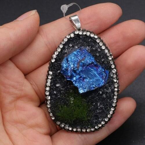 New Natural Resin Pendant Irregular Faceted Pendant Necklace for DIY Jewelry Best Birthday Gift Size 33x53mm