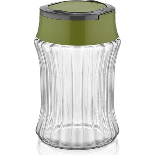 Striped 1000CC 1500CC 2000CC Glass Spice Jar With Stylish Looking Multi-Purpose Use Gray Red Green Color