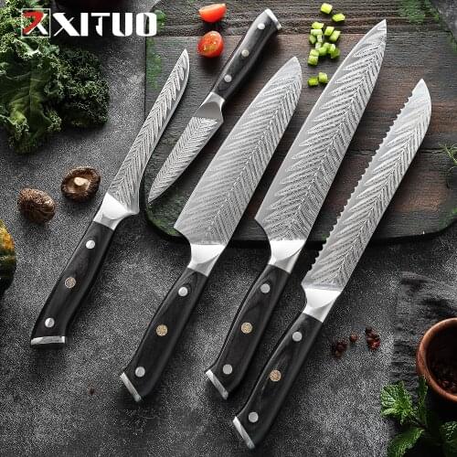 XITUO Professional Chef Knife 7cr17 Stainless Steel Cleaver Kitchen Items Fishbone Pattern Cooking Tools Rivet Anti-slip Handle