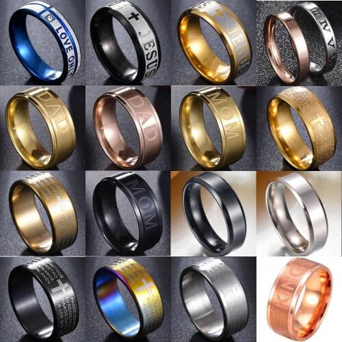 Stainless Steel Simple Ring Wedding 8mm Letter Couple Gold / Queen Mood Rings Color Change Mens Jewelry Gift For men