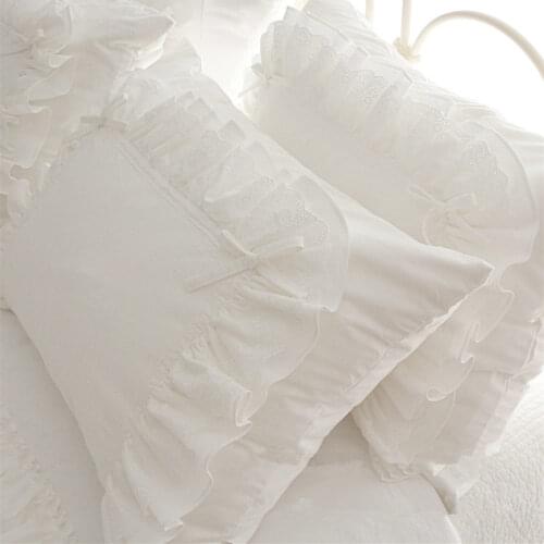 2pcs Top embroidery ruffle lace pillow case luxury pillow cover sweet bow princess elegant pillowcase pillowcases youtube sale
