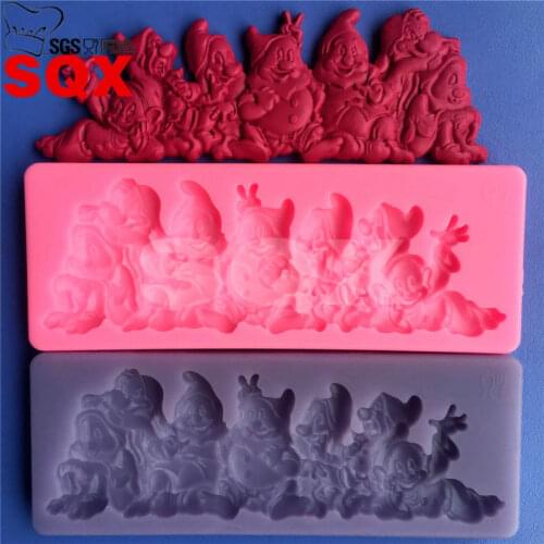 Seven Dwarfs Shape Chocolate Silicone Mold Fondant Cake Decoration Mold MR70