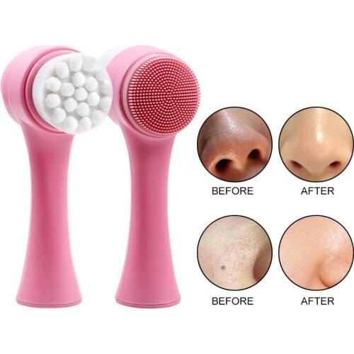 Silicone Face Brush Double-sided Deep Cleansing Light Protable Facial Cleansing Brushes Promote Blood Circulation Anti-Blackhead