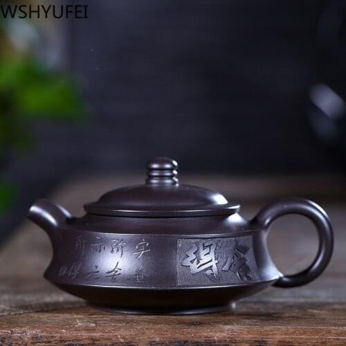 WSHYUFEI Chinese Zisha Teapot Raw ore black mud Tea set Authentic full handmade purple sand pot kettle Ball filter 120ml